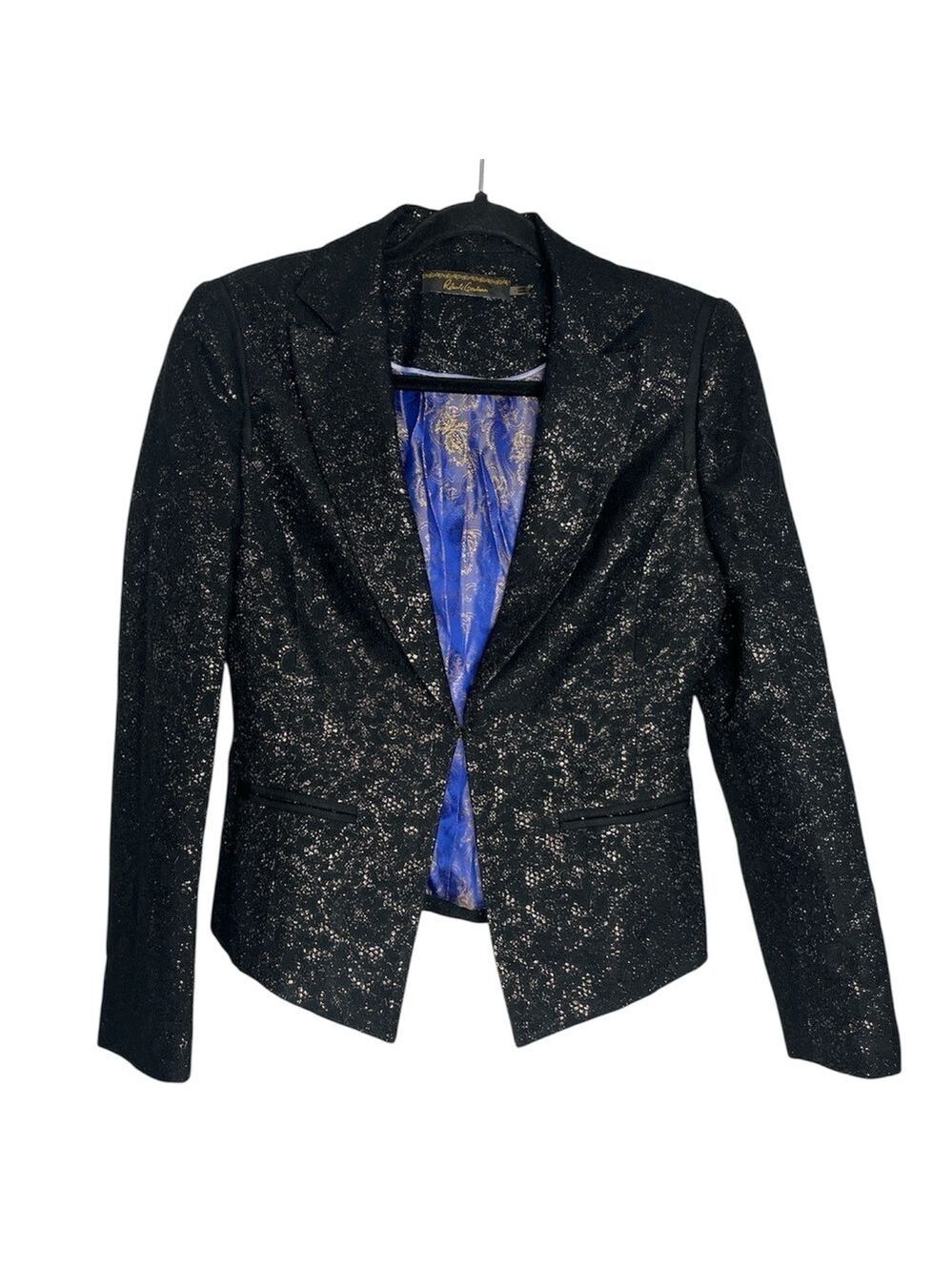 Robert Graham Black and Metallic Rose Gold Elegant Blazer, size 4